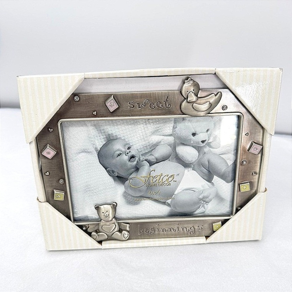 Fetco Baby Nursery Sweet Beginnings Picture Frame Pewter Finish Gift NEW 5.5x3.5